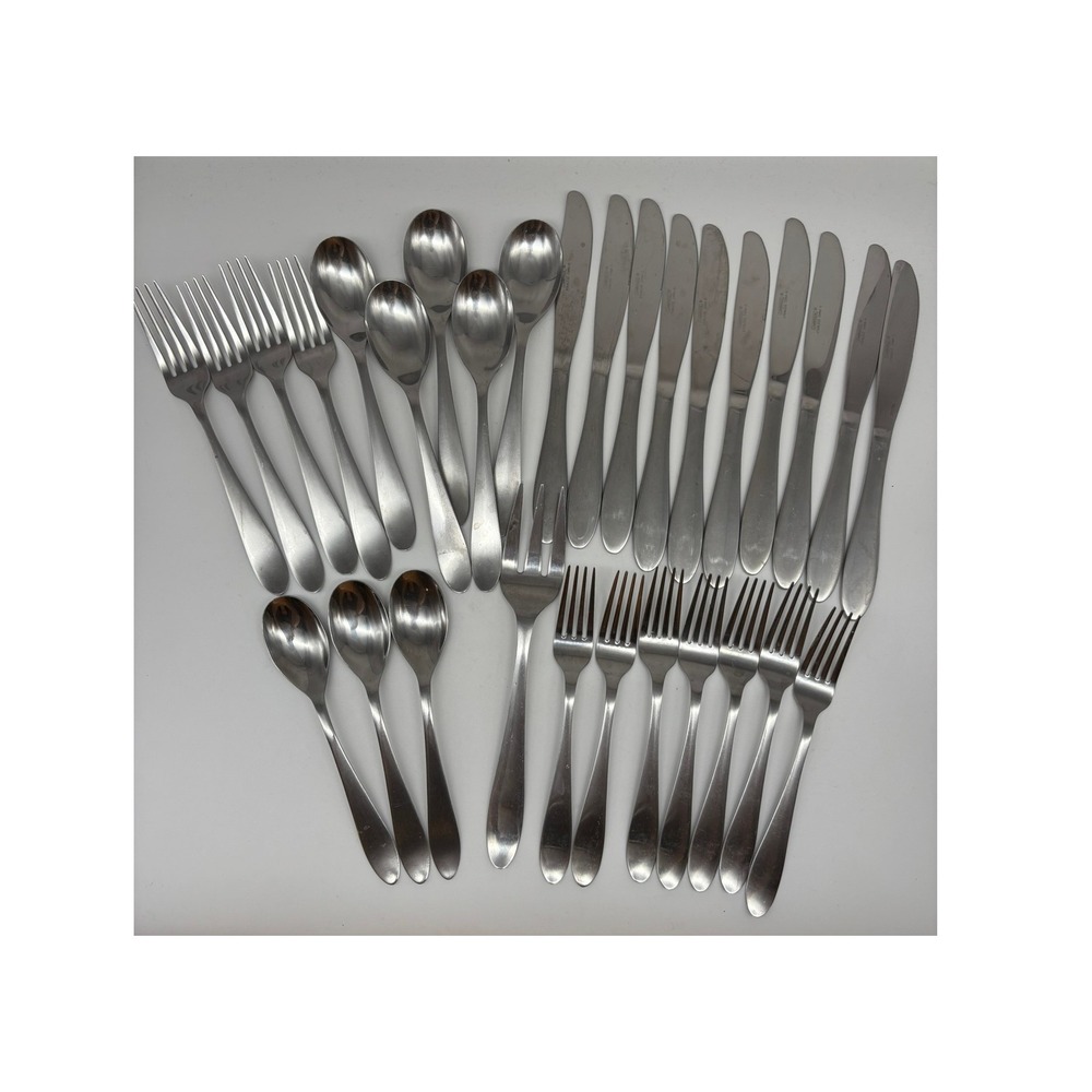 Cambridge Apex Flatware 30pc Silver Stainless Steel Modern Satin Brushed